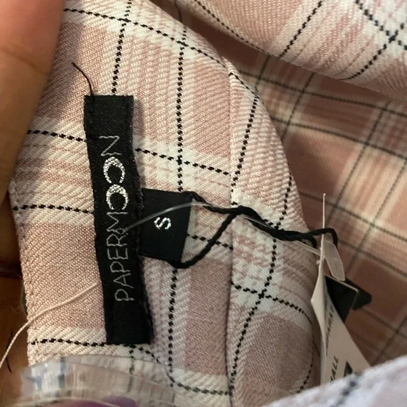 Adjustable plaid spaghetti strap crop top with corset style back - small - NWT - Picture 6 of 7